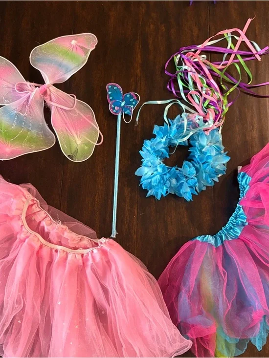 Girls Fairy Costume Set 5 piece Set - Wings, Wand, Tutus & Headpiece