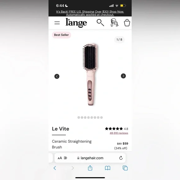 *New Without Box* Lange Le Vite Ceramic Straightening Brush