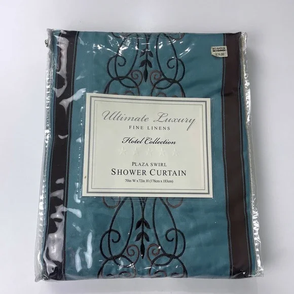 Ultimate Luxury Fine Linens Plaza Swirl Shower Curtain MSRP $39.99 Hotel 70Wx72H