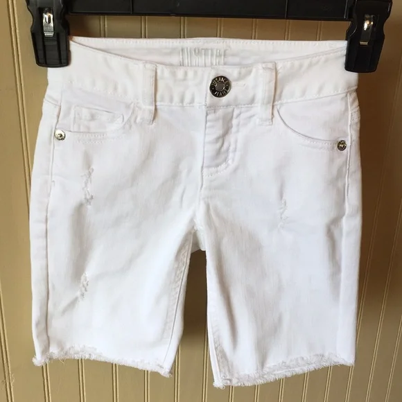 Justice shorts white size 7slim distressed long shorts