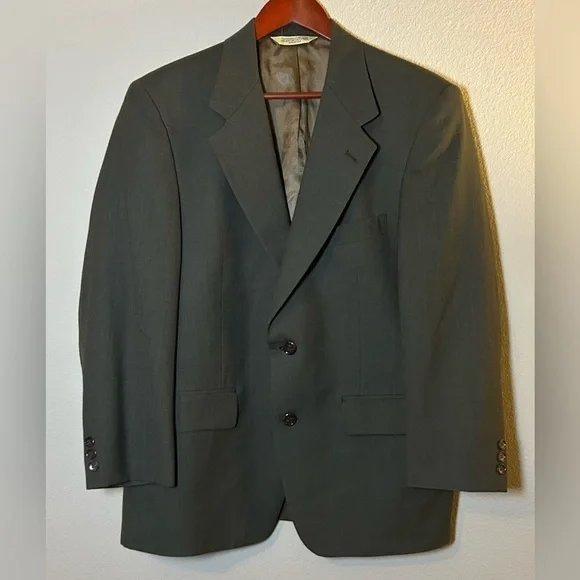 Men’s Sport Coat 40R Executive Collection Light Black 2 Button Blazer Jacket