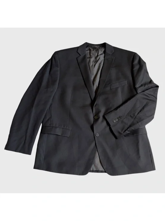 Calvin Klein Men's Slim Fit Two-Button Jacket Blazer Size 48R Black Wool Preppy