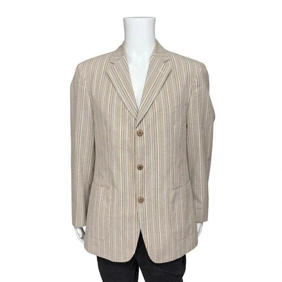 Johnston Murphy Mens Striped‎ Seersucker Blazer Jacket Size M