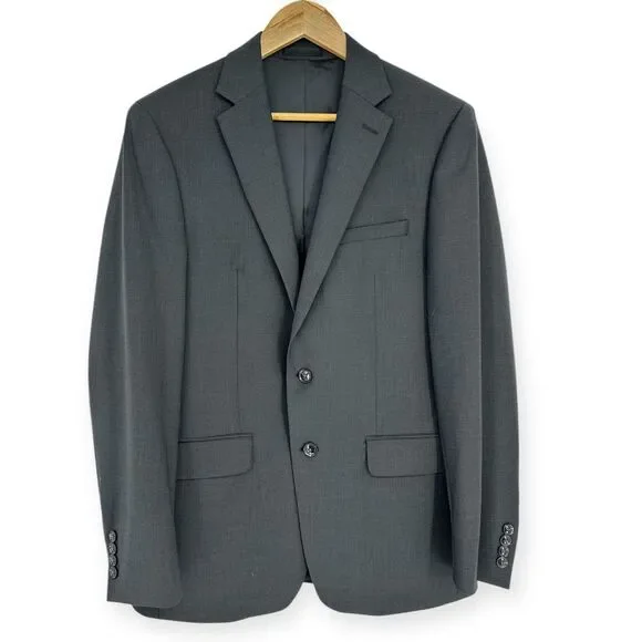 Calvin Klein NWT Men's Slim-Fit Wool Stretch Suit‎ Jacket 40R Charcoal Gray