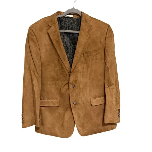 Lauren Ralph Lauren Sport Coat Faux Suede Blazer 44R Tan Excellent Preppy