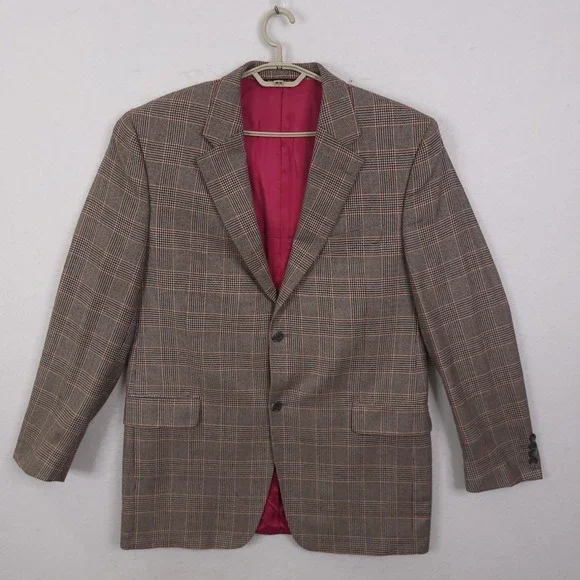 Jack Victor Loro Piana 100% Cashmere Blazer 44L Glen Plaid Luxury Classic Formal
