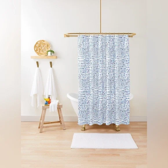 Blue Watercolor Dots Shower Curtain