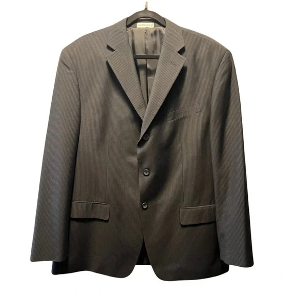 Geoffrey Beene Black Pinstriped Blazer (Size 44R)