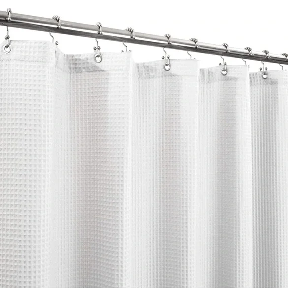 Amazon White Cotton Honeycomb Waffle Shower Curtain 72x75 Hotel Luxury Washable