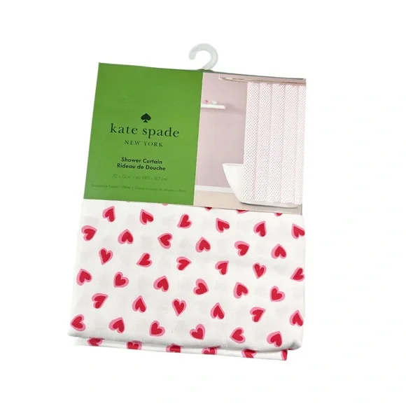 NEW Kate Spade BRUSHSTROKE HEARTS Shower Curtain