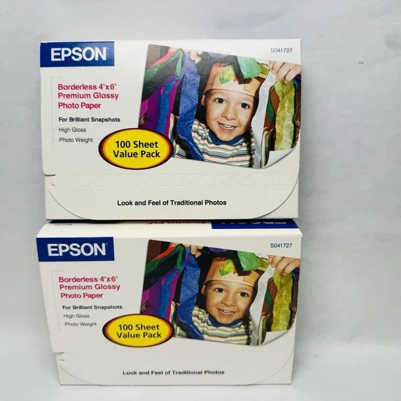2‎ PACK Epson Premium Photo Paper Glossy, Borderless, 4