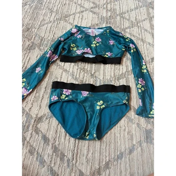 justice bikini two piece swimsuit rash guard medium girls