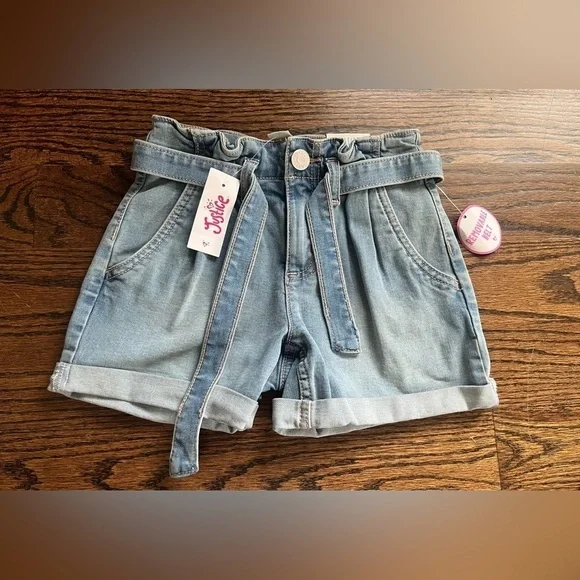 Justice girls belted denim shorts Sz. 7 NWT