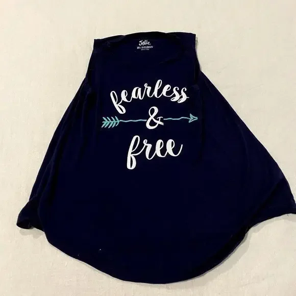 Justice Navy Blue Sleeveless‎ Trapeze Printed Top Size 10