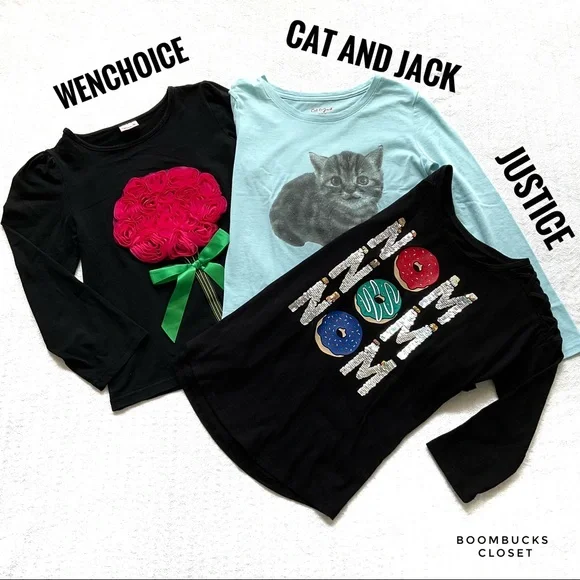 Like New Lots Long Sleeves Shirts Justice, Cat & Jack etc.