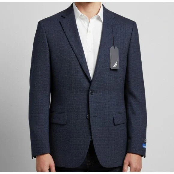 $ 264 NAUTICA Mens Blazer Sport Coat Two Button Jacket 40S Navy Blue 2-Vent