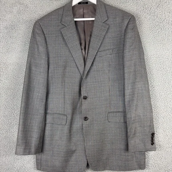 Lauren Ralph Lauren Blazer Mens 44L Houndstooth Silk‎ Wool Two Button Sport Coat