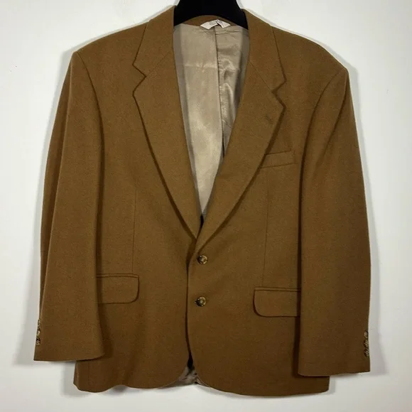 Vintage Hunt Valley Men 2 Button Blazer 100% Camel Hair Made in USA 42 Tan Brown
