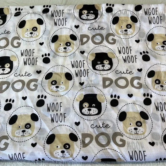 Colordrift “Woof  Woof  Dog “Polyester Shower Curtain White/Tan/Black