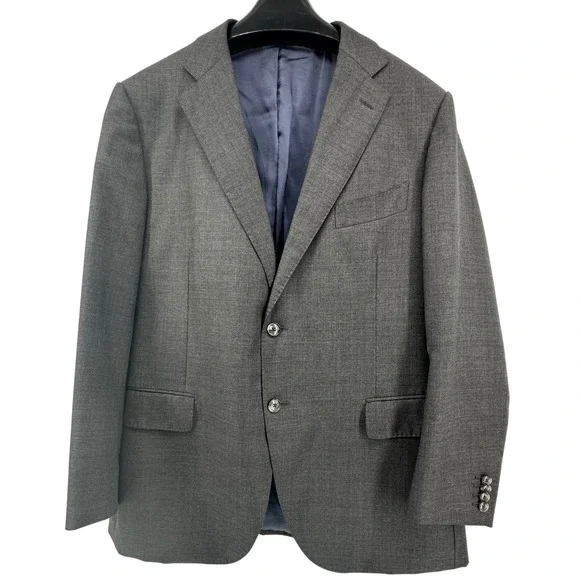 Suitsupply Suit Jacket Men 48R Gray Wool Surgical Cuff Vitrale Barberis Canonico