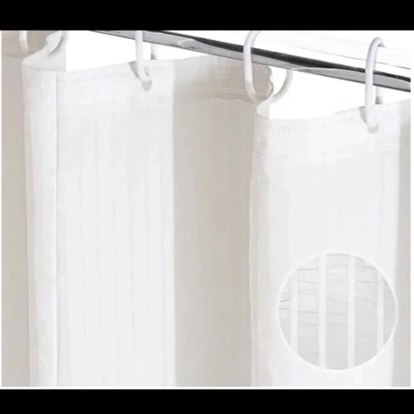 NEW Funnytree 72 in x 72 in White Shower Curtain Textured Cloth Set Of 2