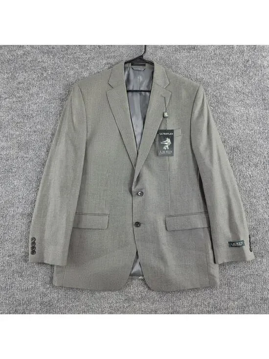 Lauren Ralph Lauren Blazer Mens 44L Lexington Ultraflex Gray Sport Coat Office
