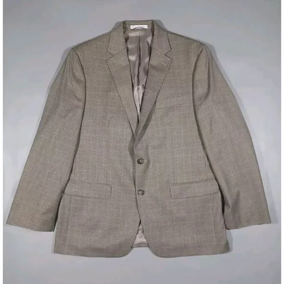 Lauren Ralph‎ Lauren Blazer Mens 42R Tan Plaid 2 Button Jacket