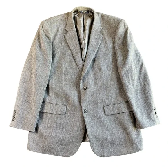 Joseph & Feiss Gold Mens 46L Gray 100% Lambswool Blazer Sport Coat