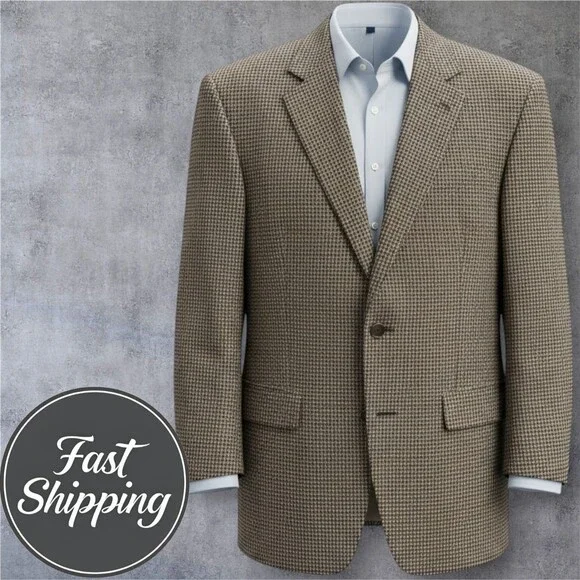 RALPH LAUREN Mens Blazer Sport Coat Sport Two Button Jacket 42R Wool Tan/Brown
