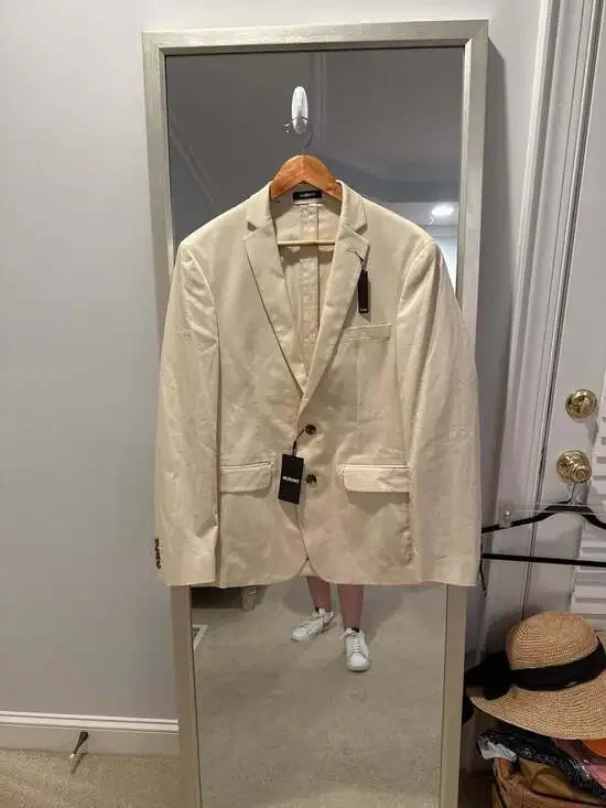Murano Men's Slim Fit Linen-Blend Sport Coat in Stone