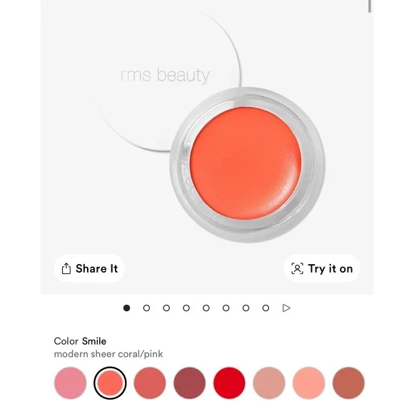 RMS Beauty Lip2Cheek Smile Sheer Coral Pink Cream Lip and Cheek Blush 0.17oz NEW