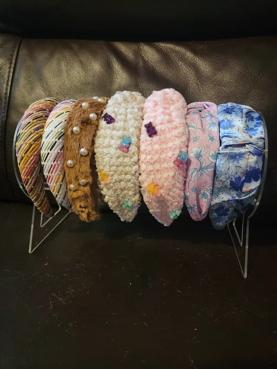 Assorted Decorative Headband Set - Pink, Cream, Blue, Brown, Multicolor