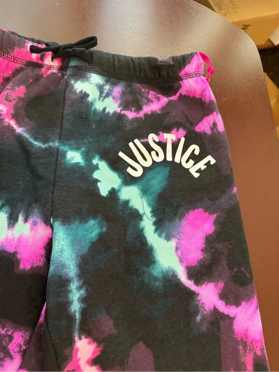 Justice Tie-Dye Jogger Bottoms - Black, Pink & Teal