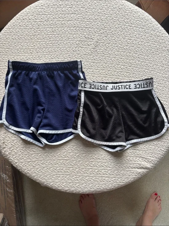 Justice Black and Navy Mesh Athletic Shorts Set