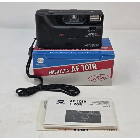 Minolta AF101R 35mm Point & Shoot Film Camera NIB Box Manual Strap Ultra Wide