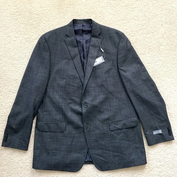 NWT Michael Kors Gray Blue Striped Blazer 46XL