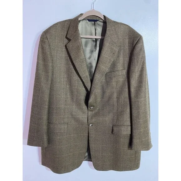 Burberry Blazer‎ Mens 46L Burberry Blue Wool Windowpane Corpcore Office Business