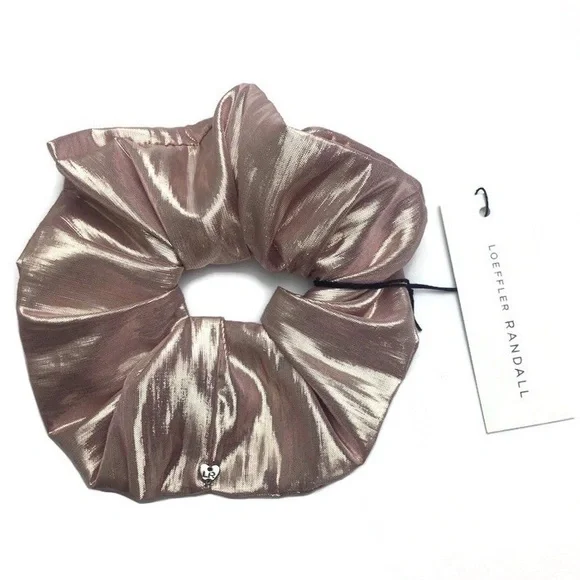 NWT Loeffler Randall Romi Rose Gold Metallic Lamé Scrunchie