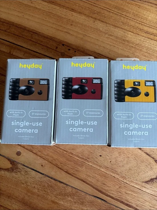 heyday Single-Use Camera Trio - Brown, Red, Yellow