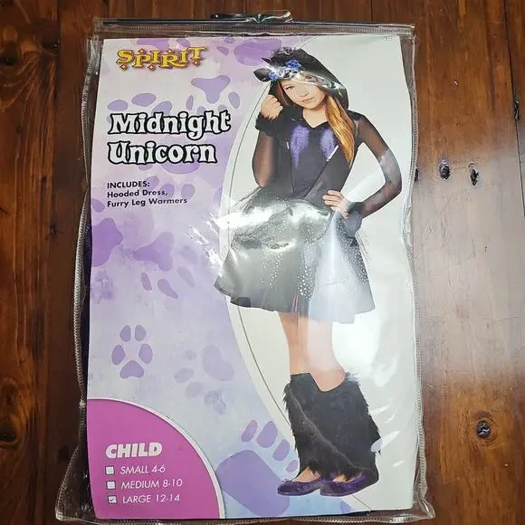 Midnight Unicorn costume NWT kids 12-14