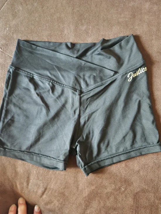 Justice Black V-Waist Active Girls' Shorts with Gold Logo