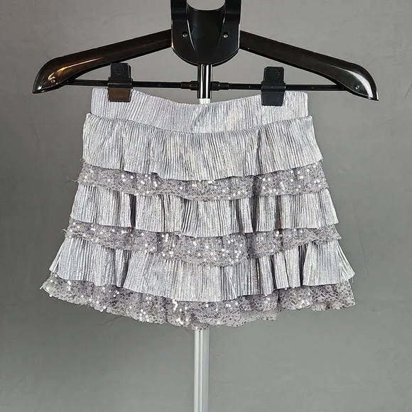 Justice- Girls Metallic Ruffle Skirt w/attached shorts - Size 8