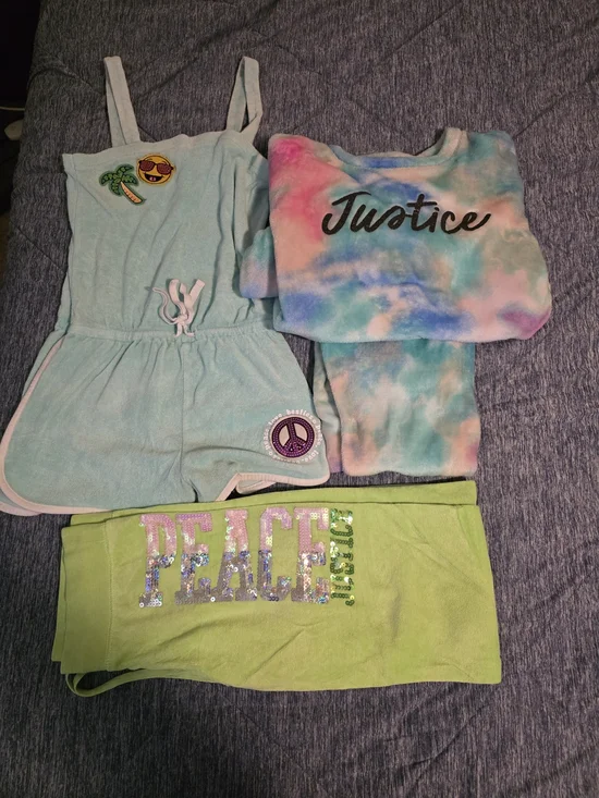 Justice Tie-Dye Sweatshirt & Light Blue Romper Set