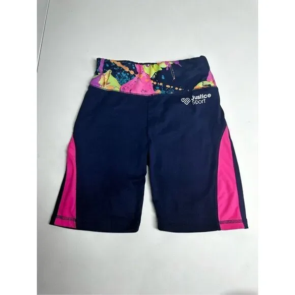 Justice Girls Shorts Logo Printed Navy Blue Pink Size M (10)