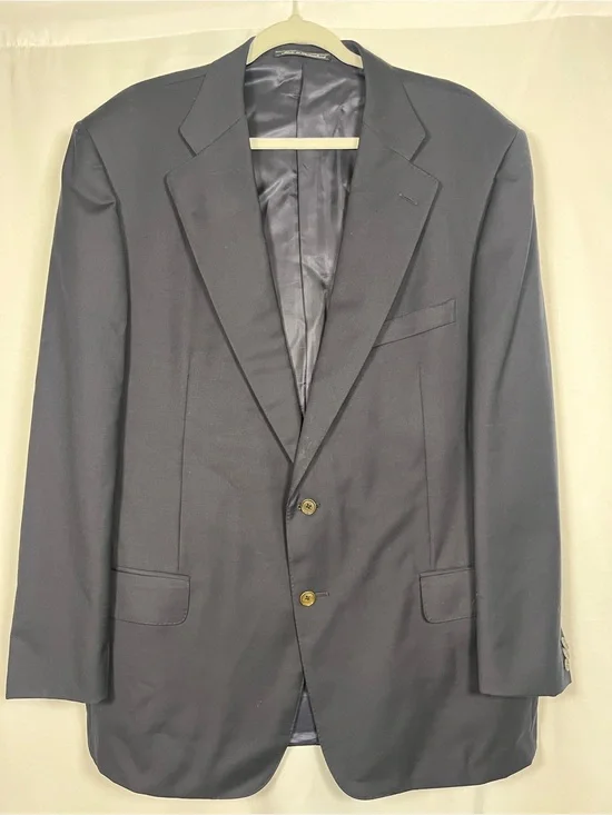 Ermenegildo zegna vintage fine worsted super 100s wool black blazer size 56