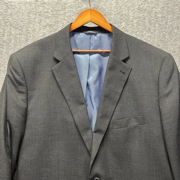 Oak Hill Sport Coat Men Size 50L Black Two Button Single Vented Poly Wool‎ Blend