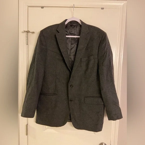 RALPH Lauren Black Label Mens Jordan Wool/silk Solid gray Sportcoat Blazer 44L