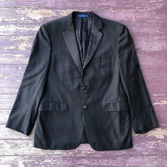 Paul Betenly Rocco Tuxedo Jacket Black 100% Wool Super 120s 38S