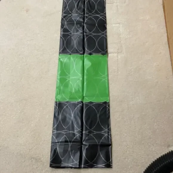 Vinyl shower curtain black green circle design NWT