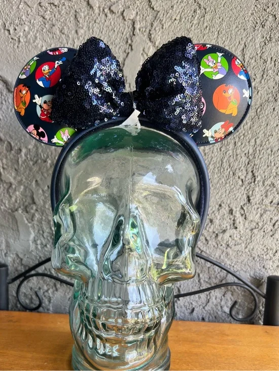 Mickey & Friends Sequined Bow Navy Blue Ears Headband